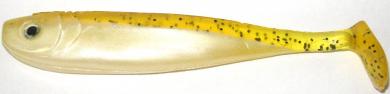Glücksgummi - Gummifisch - Shad "braun/weiß" Schaufelschwanz 13 cm