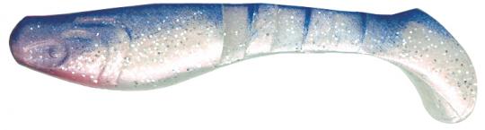 Shad Gummifisch Kopyto 6" - 15 cm perl-weiß/silber-glitter/blau 